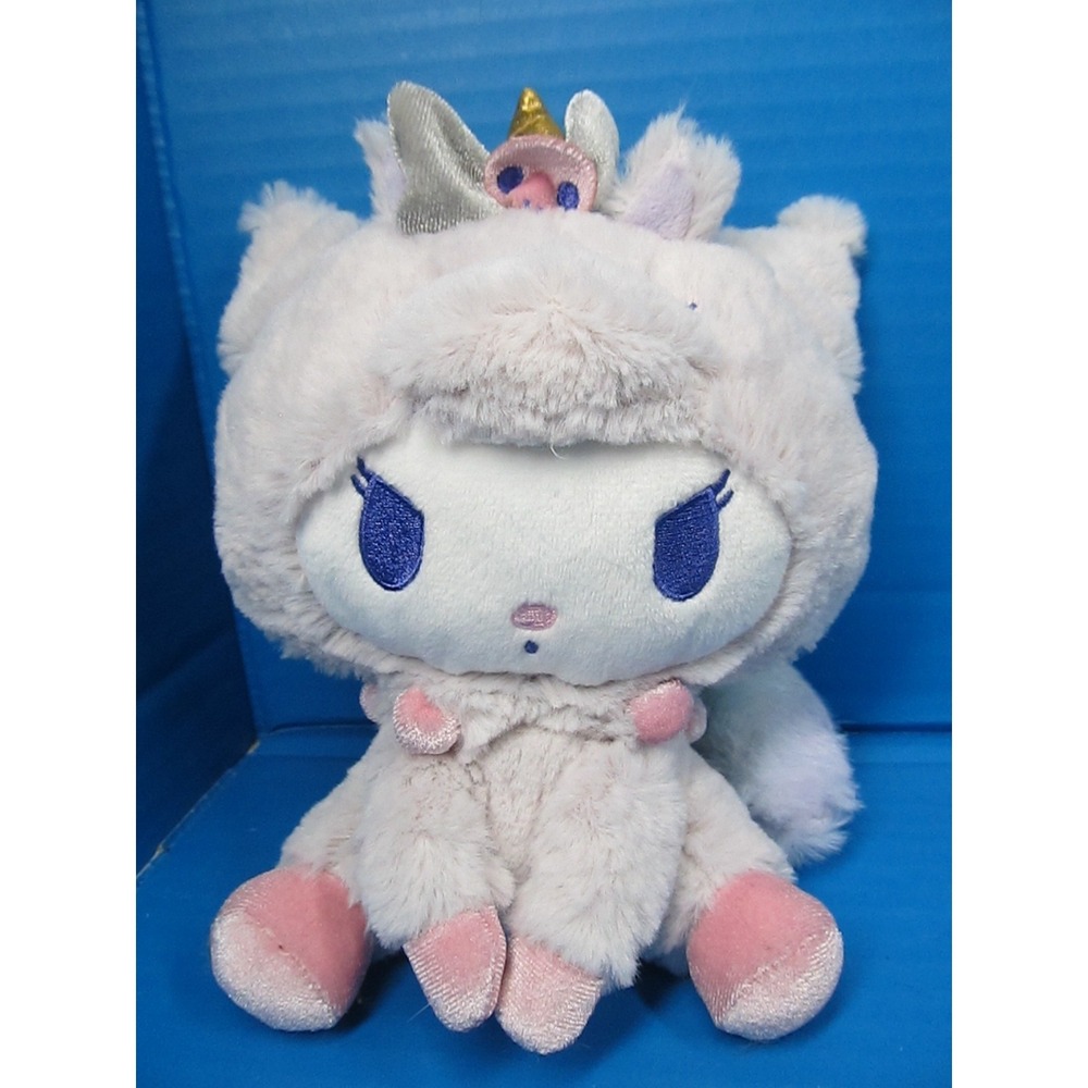 Sanrio Purple Unicorn Kuromi Plush Stuffed Toy Gold Horn Bow Tie Skull 8"